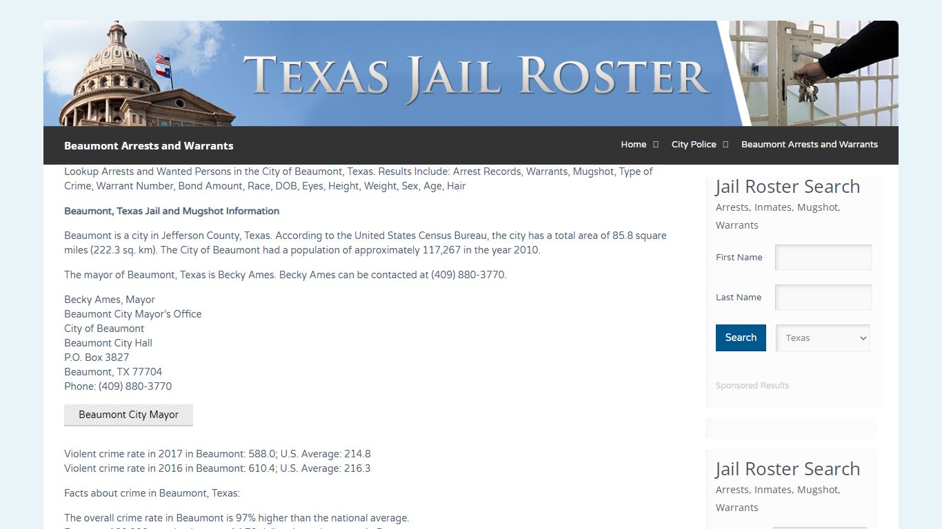 Beaumont Arrests and Warrants | Jail Roster Search